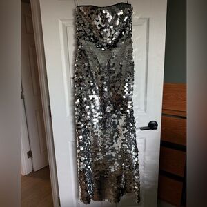 House of Harlow 1960 Silver Sequin Maxi Dress